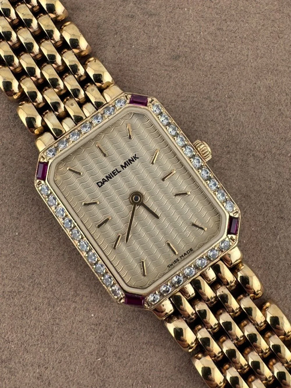 Vintage 18K 10 Micron Gold Plated Daniel Mink EleganceTank Dress Watch